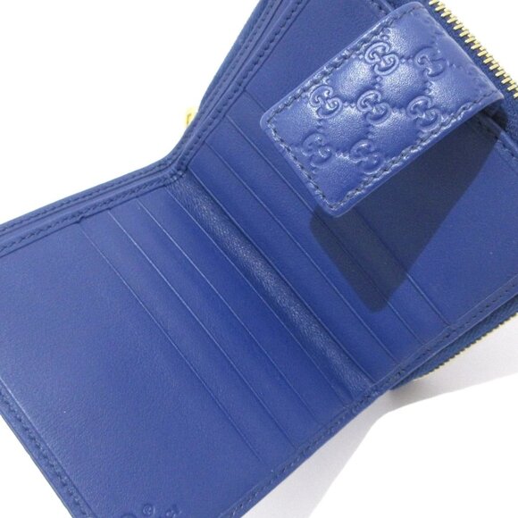 GUCCI Micro Guccissima Blue Leather Bifold Wallet 220-081025 - Picture 7 of 10
